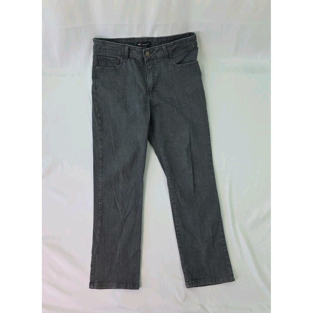 Lee Classic Fit Straight Leg Jeans Gray Dark Wash Women's Size 14 Short 34x29